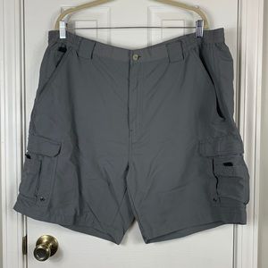 Grey cargo shorts size mens 44. 7 pockets elastic waistband 100% nylon.